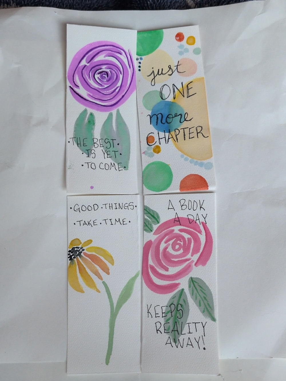 3 For $10 Hand-Painted Floral & Dot Watercolor Bookmarks